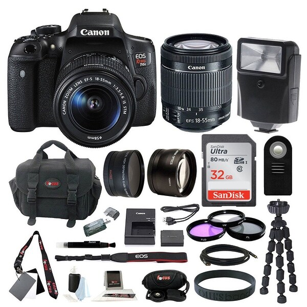 Canon EOS Rebel T6i DSLR Camera w/ 18-55mm f/3.5-5.6 Lens & 32GB SD Card Bundle