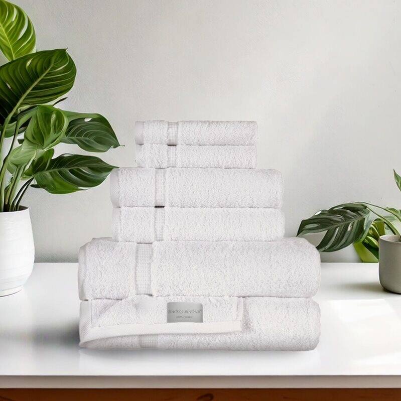 Towels Beyond - Luxury 6 Piece Turkish Cotton Towel Set - Highly Absorbent & Durable for Home & Spa - White