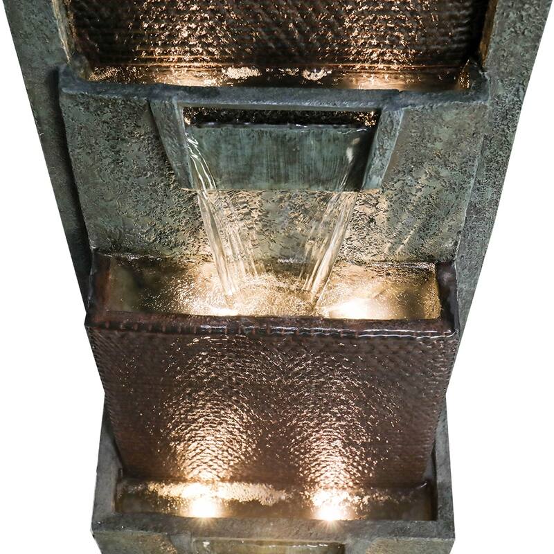 39.3-in High Modern Indoor Outdoor Waterfall Fountain with Lights&Pump