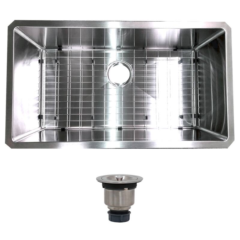 32 Inch Small Radius Undermount 16-Gauge Stainless Steel Kitchen Sink with Drain - 32 x 18 x 10"