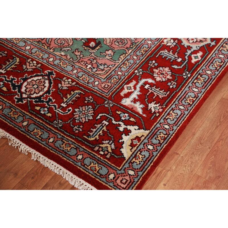 Hand Knotted Oriental 100% Wool Carpet Traditional Medallion Beige & Ivories Heriz (serapi) Area Rug - 10' 1'' X 7' 11''