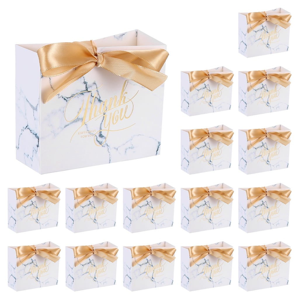 36Pcs Thank You Gift Bags with Champagne Color Ribbons