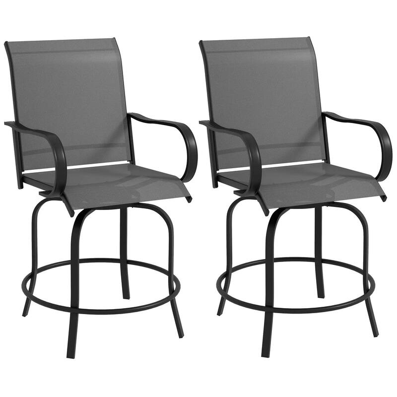 Outdoor Bar Stools Set of 2, 360° Swivel Bar Height Chairs