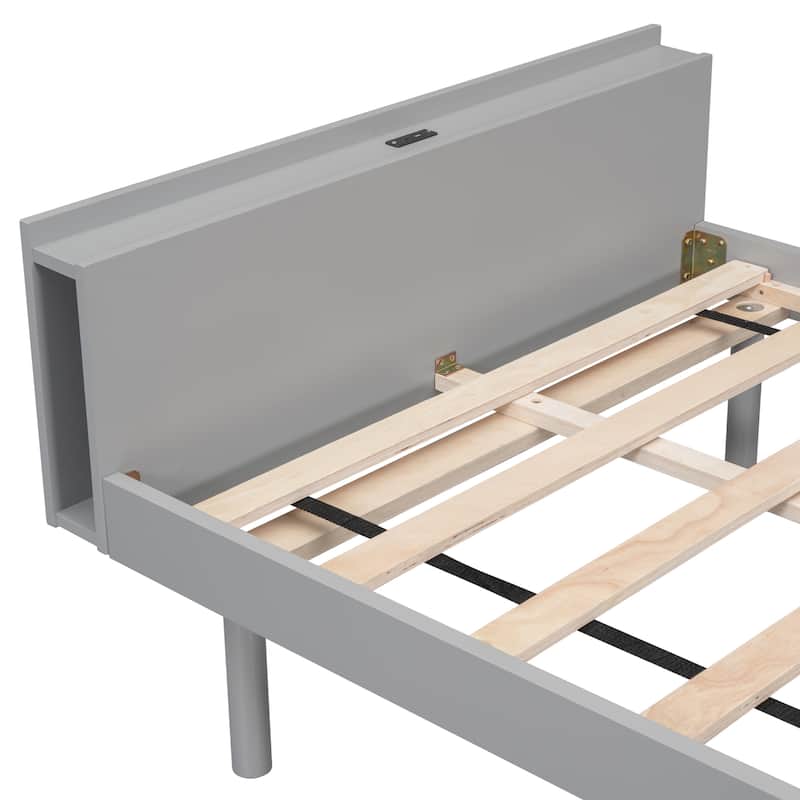 Modern Design Twin Size Platform Bed Frame with USB Ports