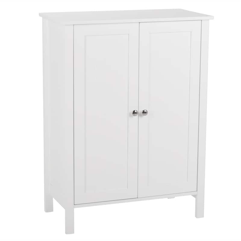 White Double Doors Adjustable Freestanding Bathroom Cabinet - 23.62" x 11.81" x 31.50"