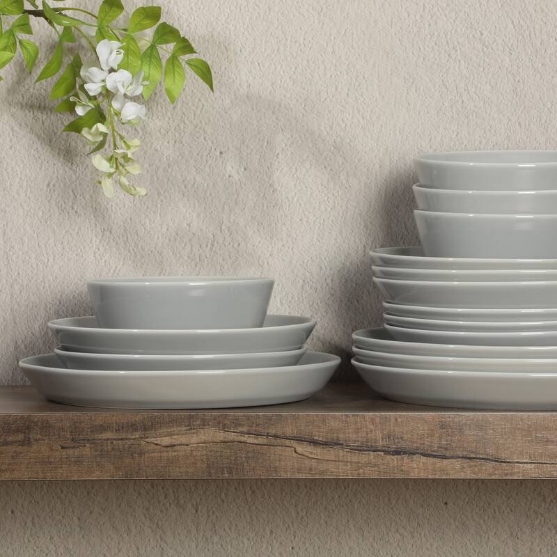 Gibson Home Summer Shades 16 Piece Plates and Bowls Dishes Service for 4 Stoneware Dinnerware Set