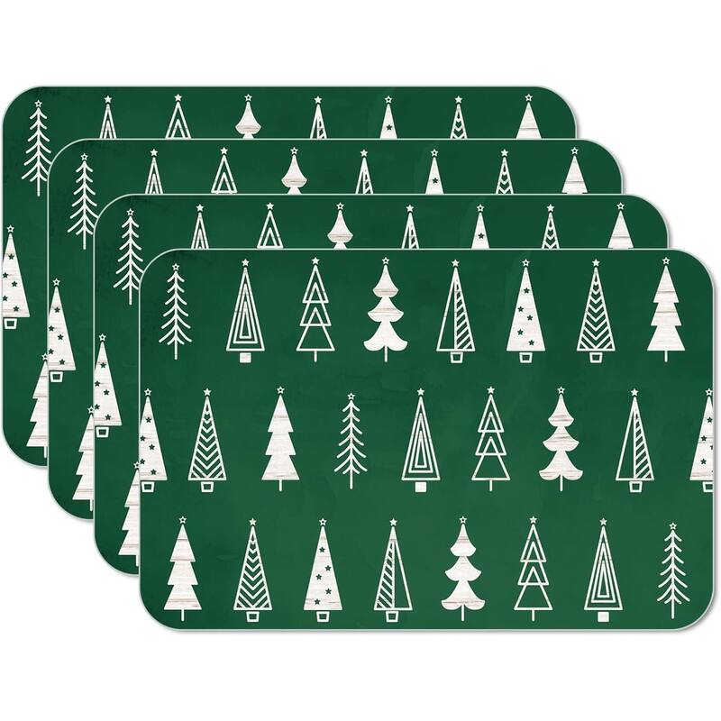 Scandinavian Christmas 4 Pack Reversible Easy Care Flexible Plastic Placemats Made in The USA BPA Free Easily Wipes Clean - Set of 4