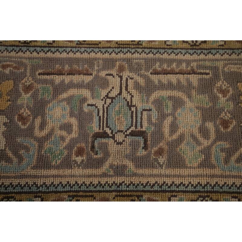 Gray Tabriz Persian Vintage Rug Hand-Knotted Medallion Wool Carpet - 9'8"x 12'9"