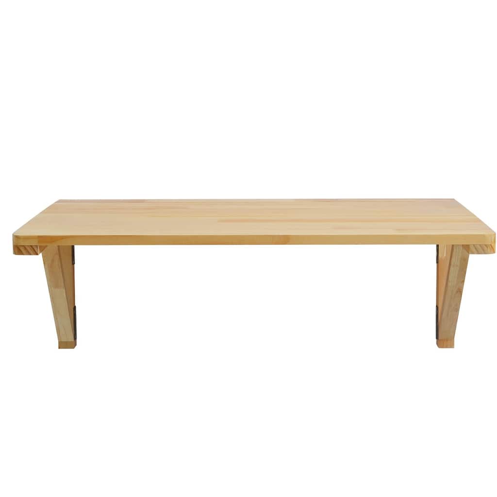 Natural Pine Wall Mounted Folding Table Desk, Space Saving and 100 lbs Load Capacity