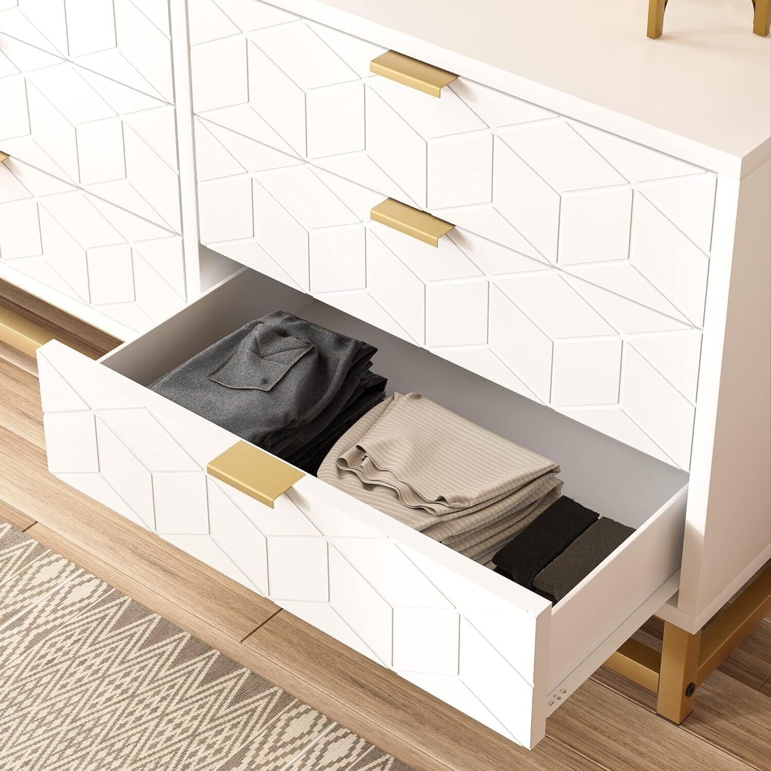 blake lively black and gold dress Kendall - 6-Drawer Dresser with Mirror