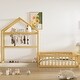 preview thumbnail 30 of 52, Twin/Full Size Floor Bed,Wood House Bedframe with Detachable Headboard