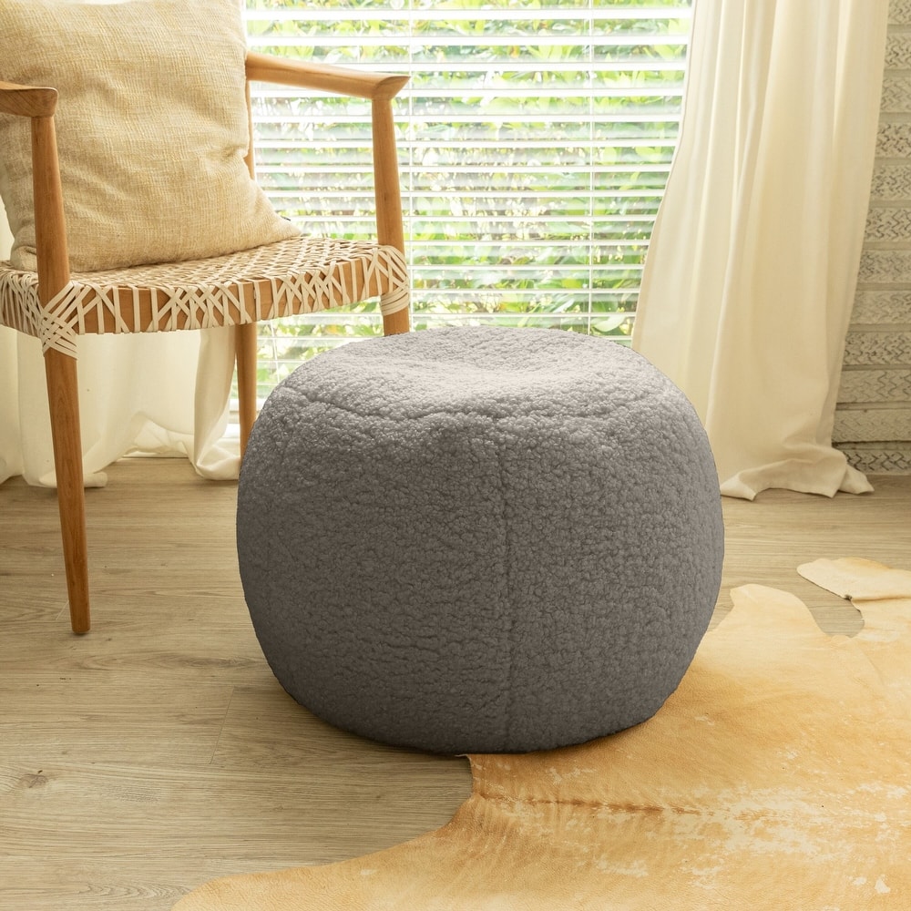 Jaxx Ellis Pouf - Modern Shearling Faux-Lamb Plush Fleece Ottoman