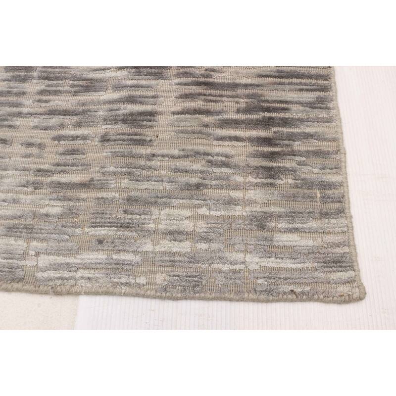 ECARPETGALLERY Hand Loomed Elysian Grey Viscose, Wool Rug - 4'10 x 7'8