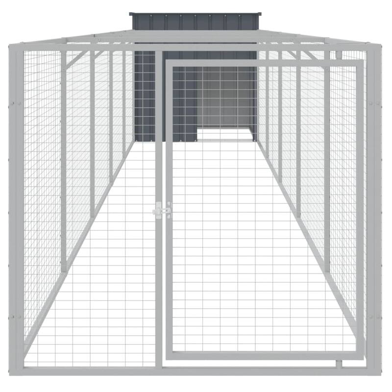 vidaXL Dog House with Run Anthracite/Light Gray multisize Galvanized Steel