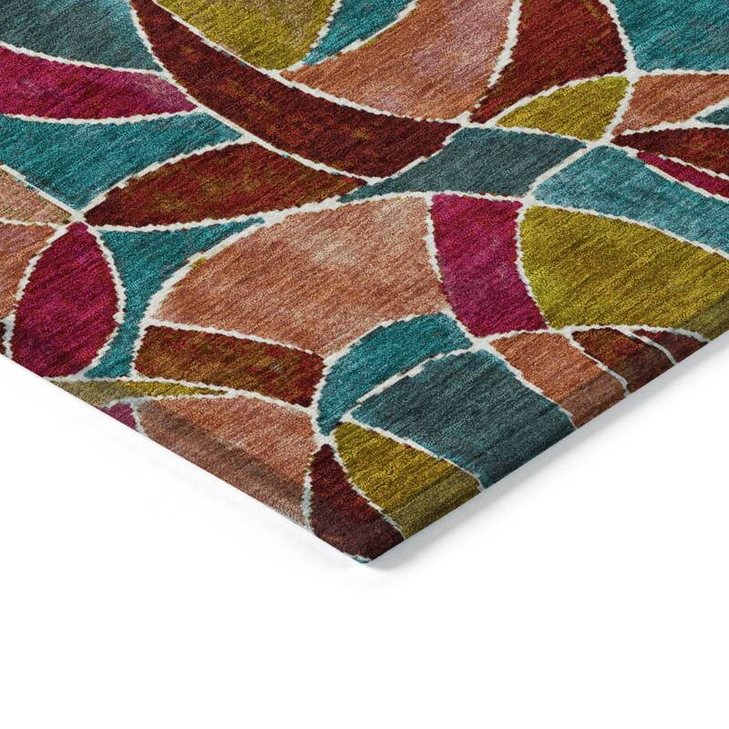 Machine Washable Indoor/Outdoor Casual Mosaic Chantille Rug