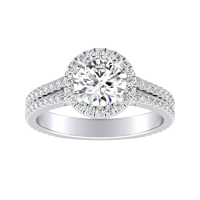 Auriya 14k Gold Modern 1 1/10ctw Round Halo Diamond Engagement Ring (G-H, VS1-VS2) - 4.5 - White