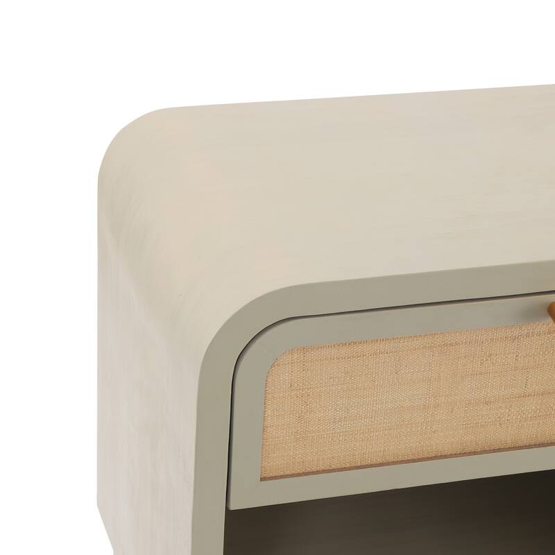 Christopher Knight Home - Boho Minimalist 23.62" Nightstand with Glide Drawer, Open Shelf & Iron Handle, Versatile Home Use