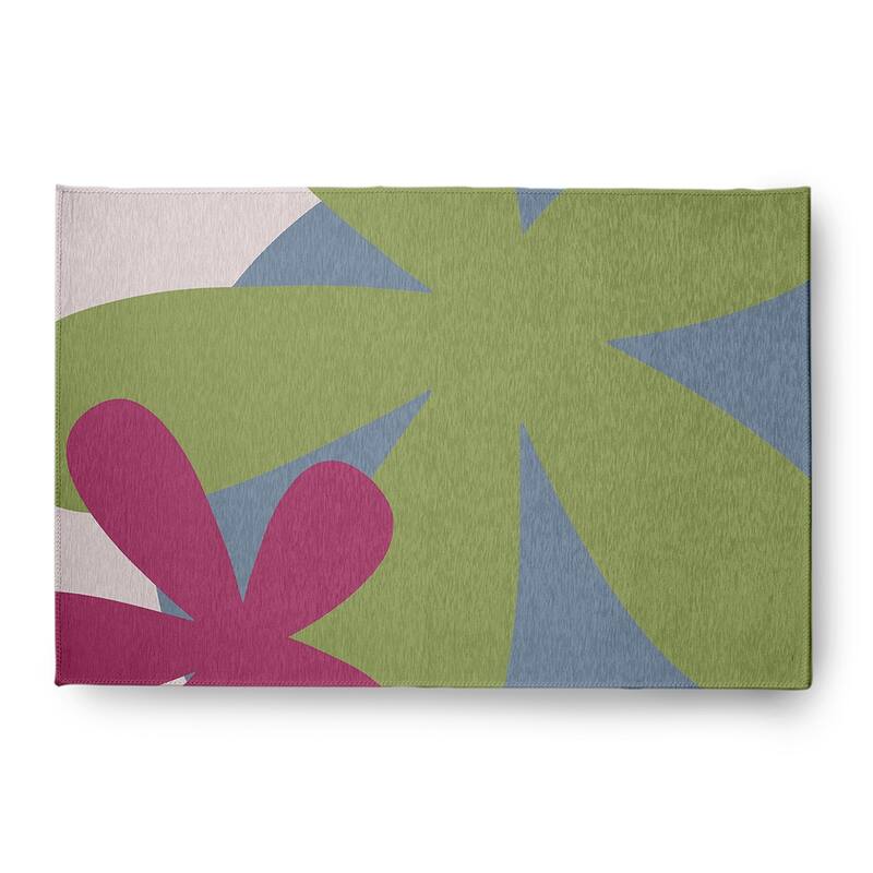 Bold Flowers Modern & Contemporary Chenille Area Rug - Apple Green - 4' x 6'