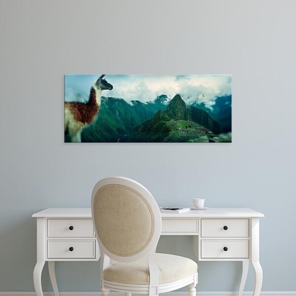 Easy Art Prints Panoramic Image 'Alpaca, Archaeological site, Inca Ruins, Machu Picchu, Cusco Region, Peru' Canvas Art