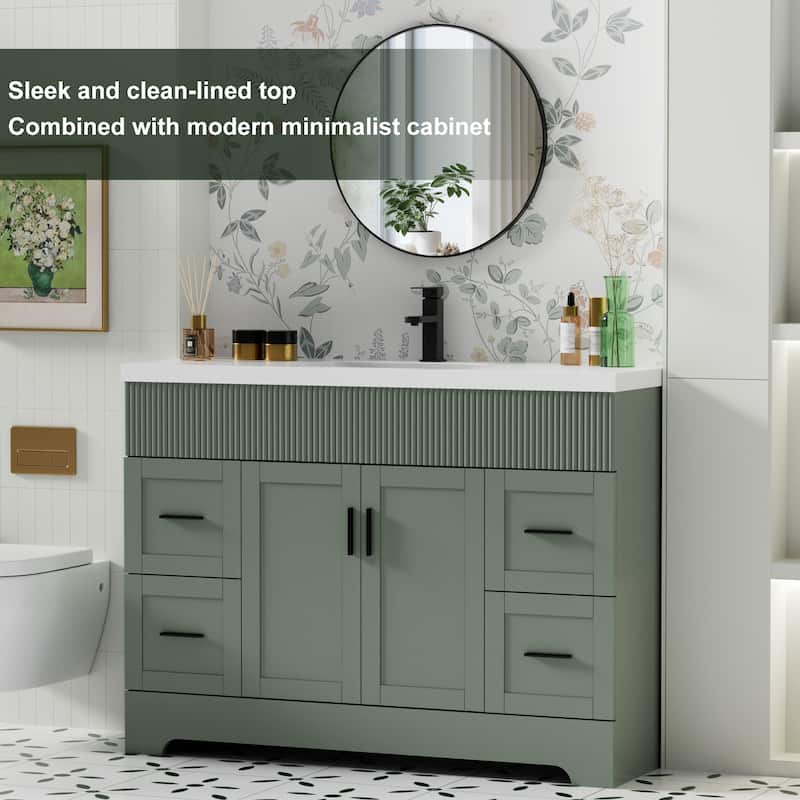 Modern 24/30/36/48" Wave-Line Bathroom Vanity Set with Sink & Faucet