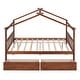 preview thumbnail 6 of 20, Full-Size Wooden House Bed with Drawers, Pine Wood Frame for Kids' Bedroom