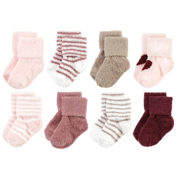 slide 1 of 1, Hudson Baby Infant Girl Cozy Chenille Newborn and Terry Socks, Burgundy Heart Burgundy Heart - 0-6 Months