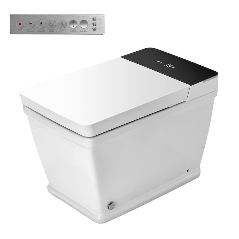 Wide Smart Bidet Toilet with UV Sterilization, Warm Dry, Warm Dryer, Night Light, Auto Flush, Heated Seat, Intelligent Display