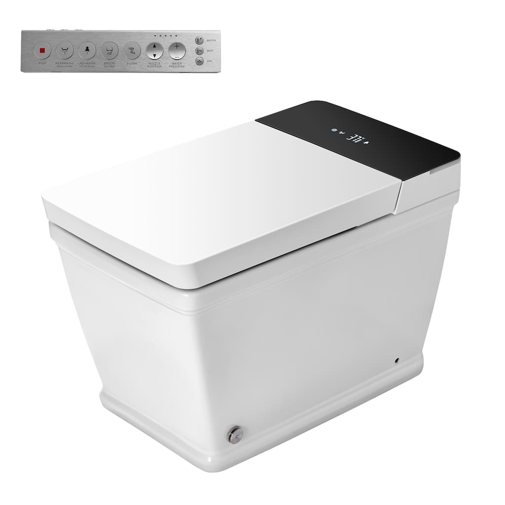 Wide Smart Bidet Toilet with UV Sterilization, Warm Dry, Warm Dryer, Night Light, Auto Flush, Heated Seat, Intelligent Display