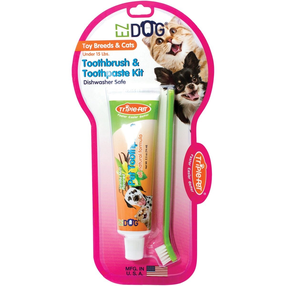 Shop Ez Dog Triple Pet Toothbrush And Toothpaste Kit Overstock