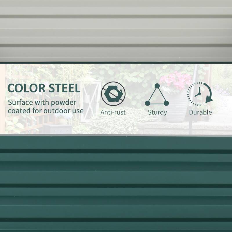 Outsunny 4' x 4' x 1' Raised Garden Bed Box with Weatherized Steel Frame for Vegetables, Flowers, & Herbs, Green