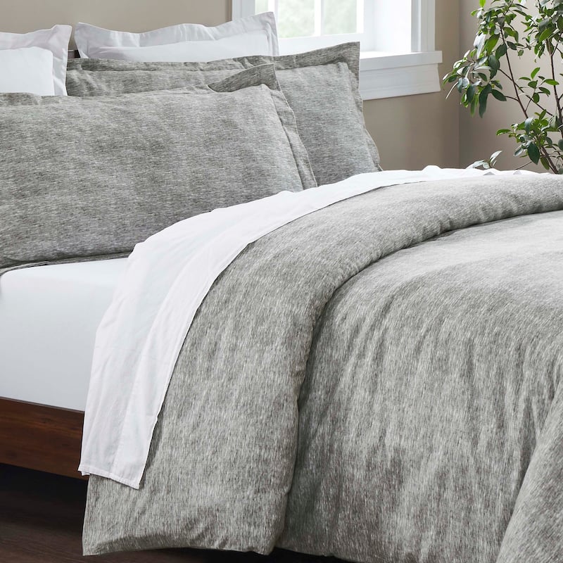 Superior Melange Flannel Cotton Two-Toned Brushed Duvet Cover Set