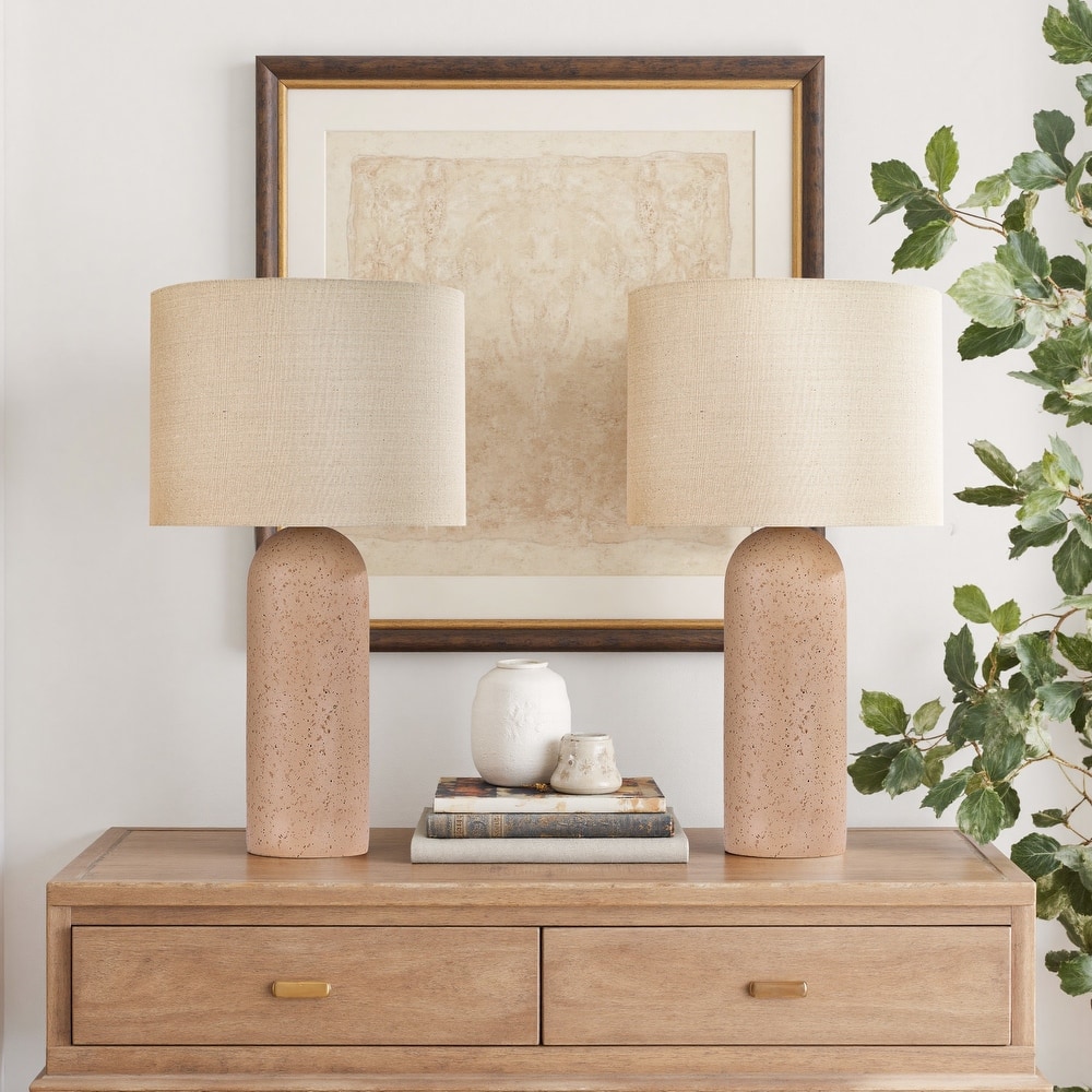 Ceramic Table Lamp with Drum Linen Shade