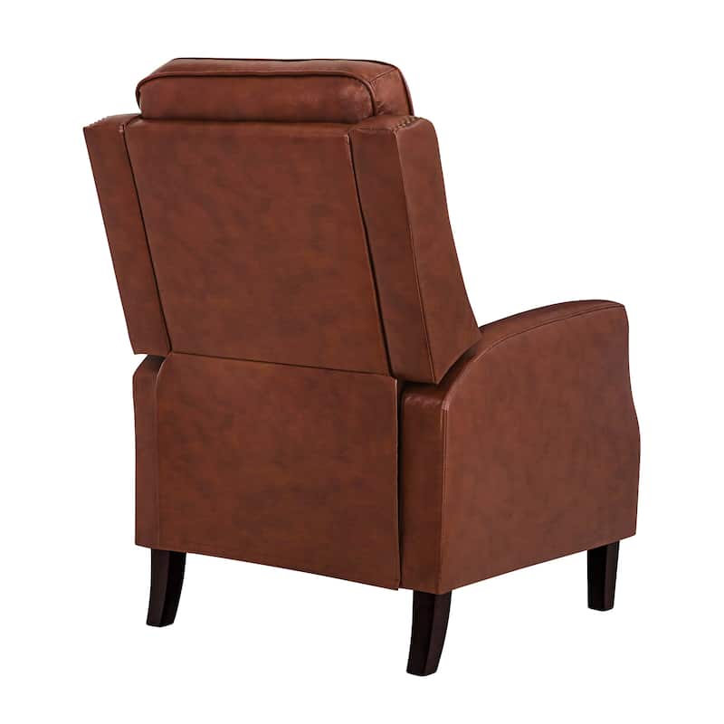 2 Set Genuine Leather Recliner Modern Push Back Recliner Chair Wingback 3 Adjustable Chair for Living Room