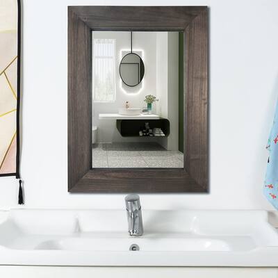 Farmhouse Rustic Wooden Framed Wall Bathroom Vanity Mirror