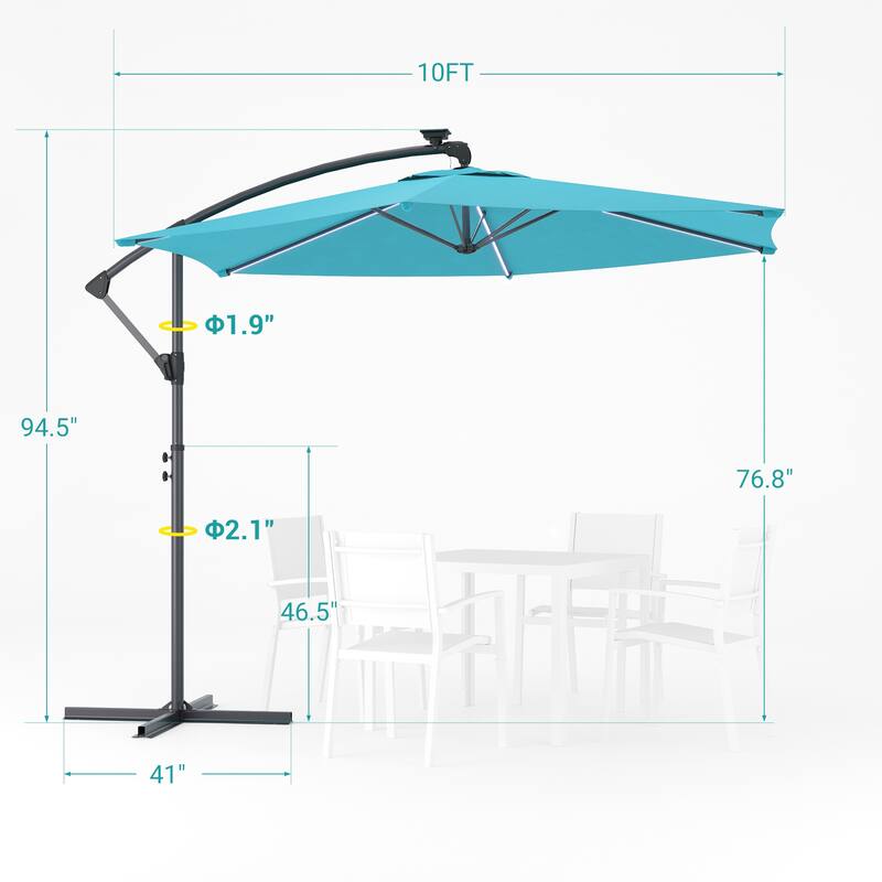 Sonkuki Outdoor 10FT LED lighted Patio Offset umbrella for Garden