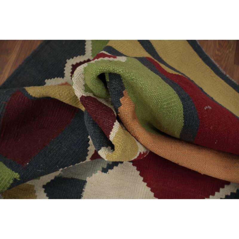 Hand Woven Oriental 100% Wool Carpet Southwestern Tribal Multi-Colored Kilim Area Rug - 13' 3'' X 10' 1''