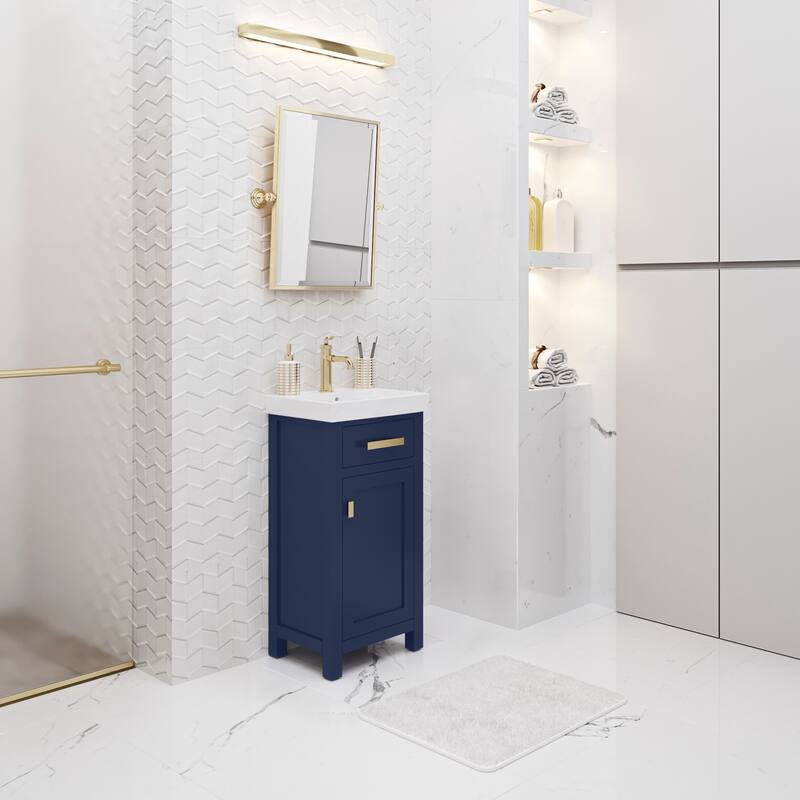 Mia 18 In. Integrated Ceramic Sink Top Bath Vanity in Monarch Blue