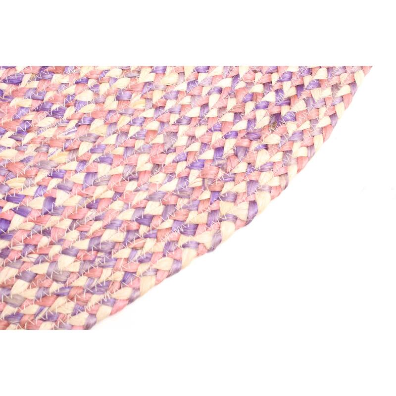 ECARPETGALLERY Braided Weave Palas Denizli Pink Jute Rug - 3'0 x 3'0
