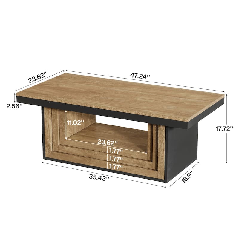 47" Modern Coffee Table With Two-Tone Finish