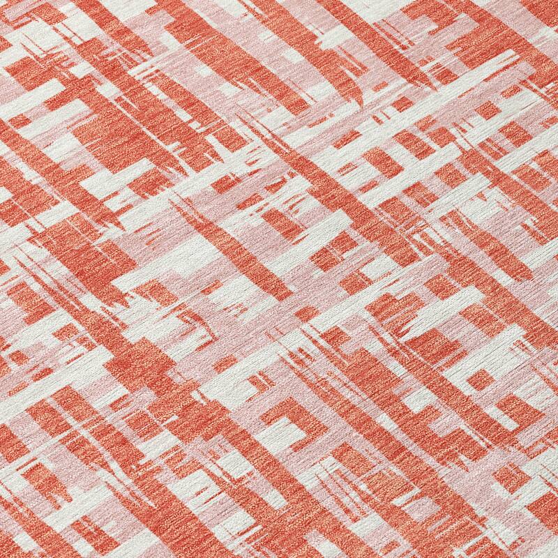 Machine Washable Indoor/ Outdoor Modern Crosshatch Chantille Rug