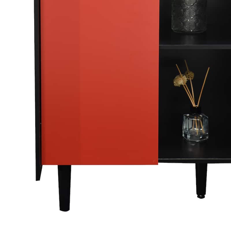 Sideboard Buffet Cabinet with 2 Drawers, Coffee Bar Cabinet with 2 Open Storage Compartment, Accent Cabinet with Metal Legs