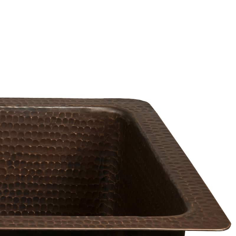 28-in Rectangle Hammered Copper Bar/Prep Sink with 3.5-in Drain Opening (BREC28DB)