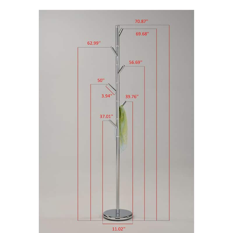 Modern 6 Hook Metal Coat Rack (Chrome)