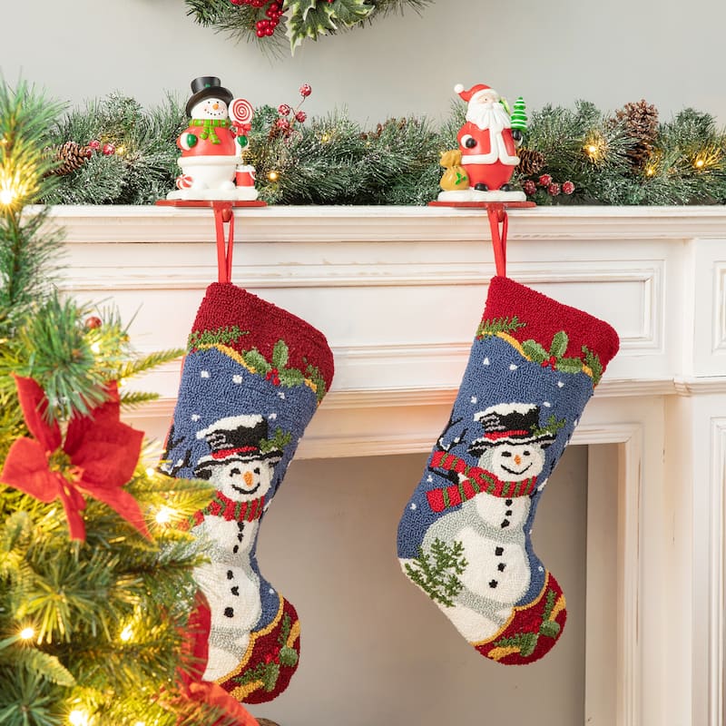 Glitzhome 19"L Hooked Snowman or Santa Christmas Stocking