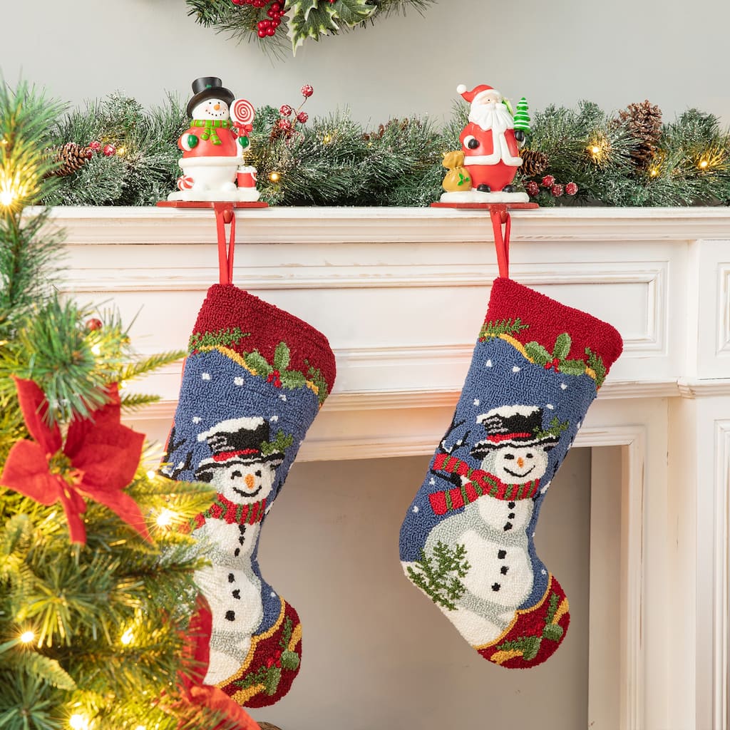 Glitzhome 19"L Hooked Snowman or Santa Christmas Stocking