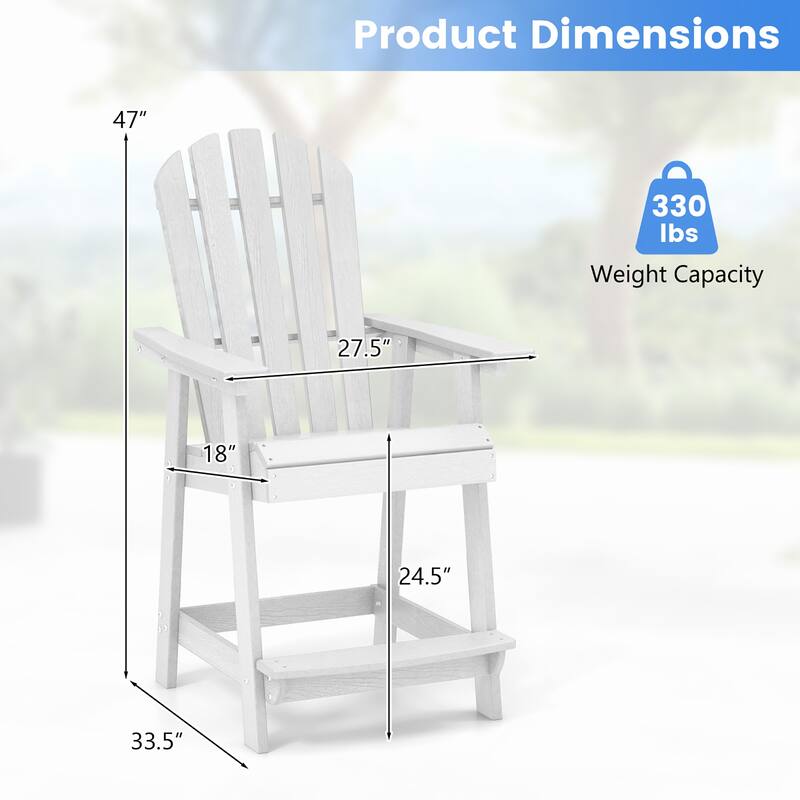 Gymax 2PCS Tall Bar Stool HDPE Chair w/ Armrest Footrest Home Indoor