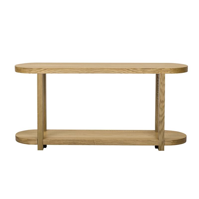 63" Oval Console Table with Ash Veneer, Sleek Design