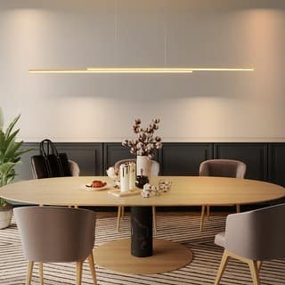 59" Modern Black/Gold Linear Integrated LED Pendant Kitchen Island Light Bar