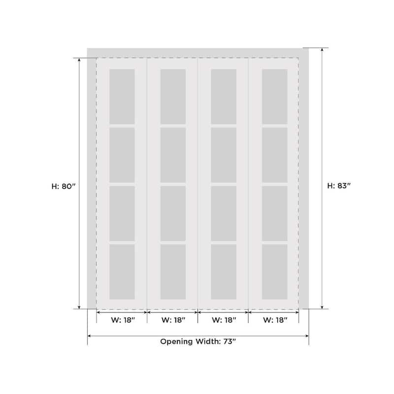 Sliding Closet Double Bi-fold Doors | Mela 0733 Painted White | Sturdy Tracks Moldings Trims | Wood Solid Bedroom Wardrobe