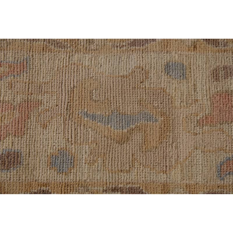 Floral Oushak Vegetable Dye Area Rug Hand-Knotted Brown Wool Carpet - 9'0"x 13'0"